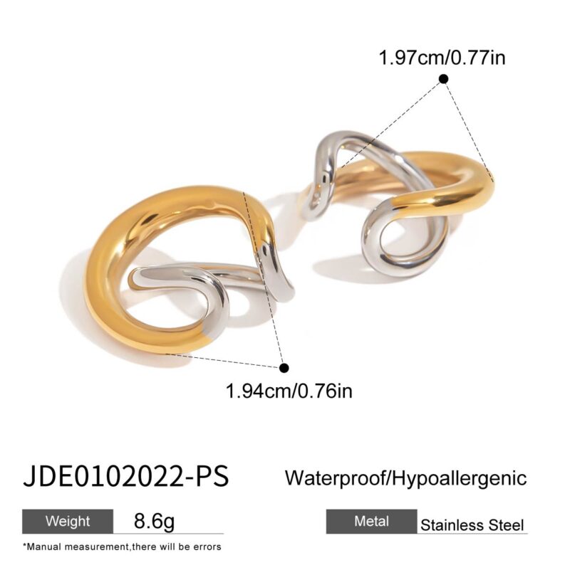 J&D 18k Gold Plated Stainless Steel High Polished Smooth Twins Shell Pearl Two Tone Ear Cuff - Image 6