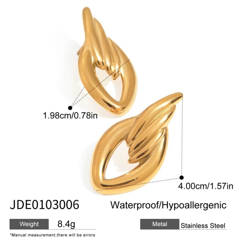18K Gold Stainless Steel Simple Smooth Surface Stud Earrings - Image 6