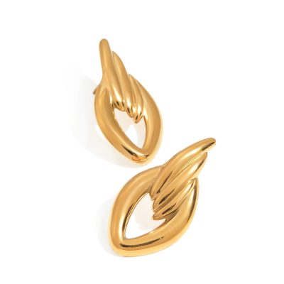 18K Gold Stainless Steel Simple Smooth Surface Stud Earrings
