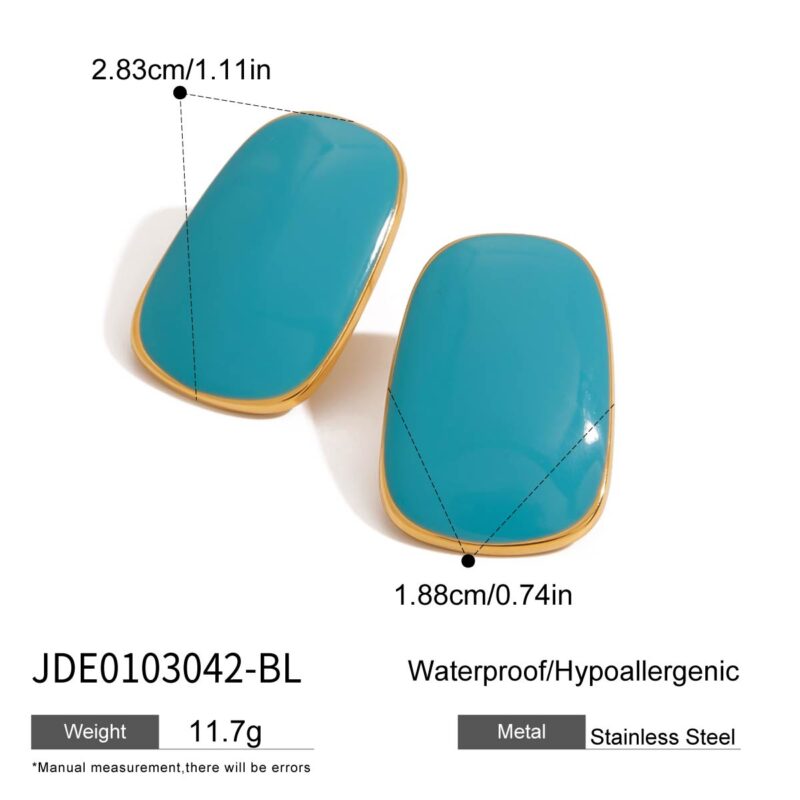 J&D Cute 18k Gold PVD Plated Stainless Steel Stud Earrings Romantic Enemeled Geometric Fashion Earring - Image 13