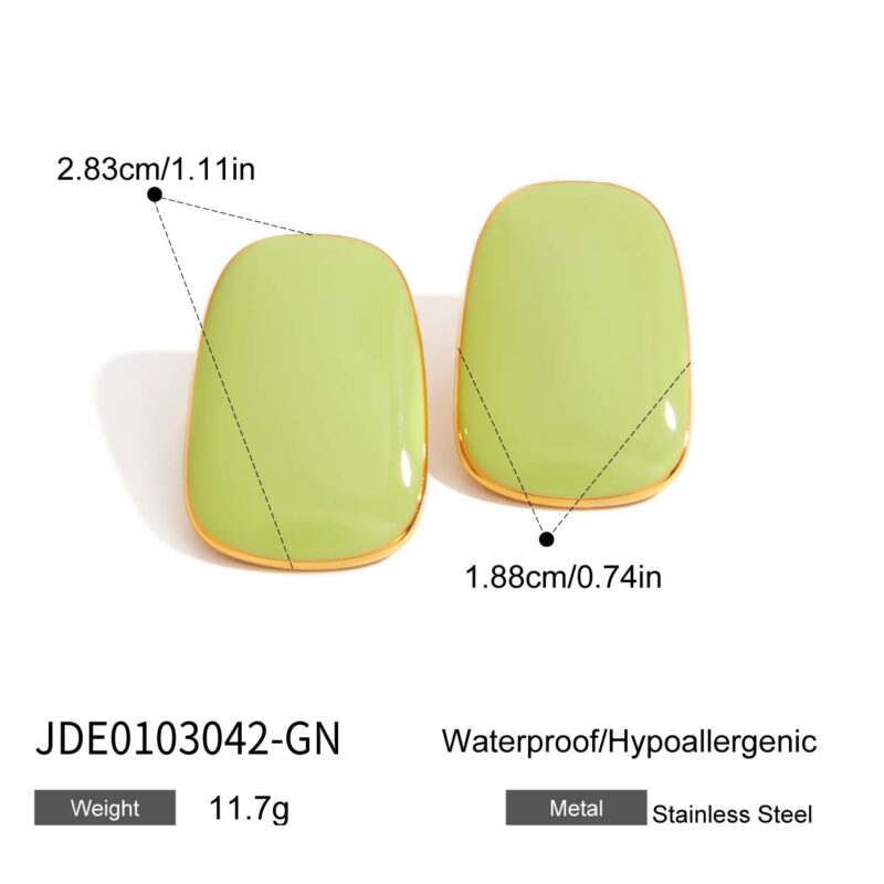 J&D Cute 18k Gold PVD Plated Stainless Steel Stud Earrings Romantic Enemeled Geometric Fashion Earring - Image 12