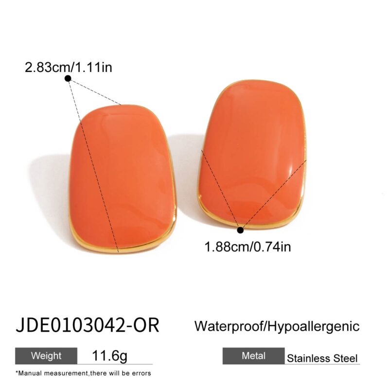 J&D Cute 18k Gold PVD Plated Stainless Steel Stud Earrings Romantic Enemeled Geometric Fashion Earring - Image 11