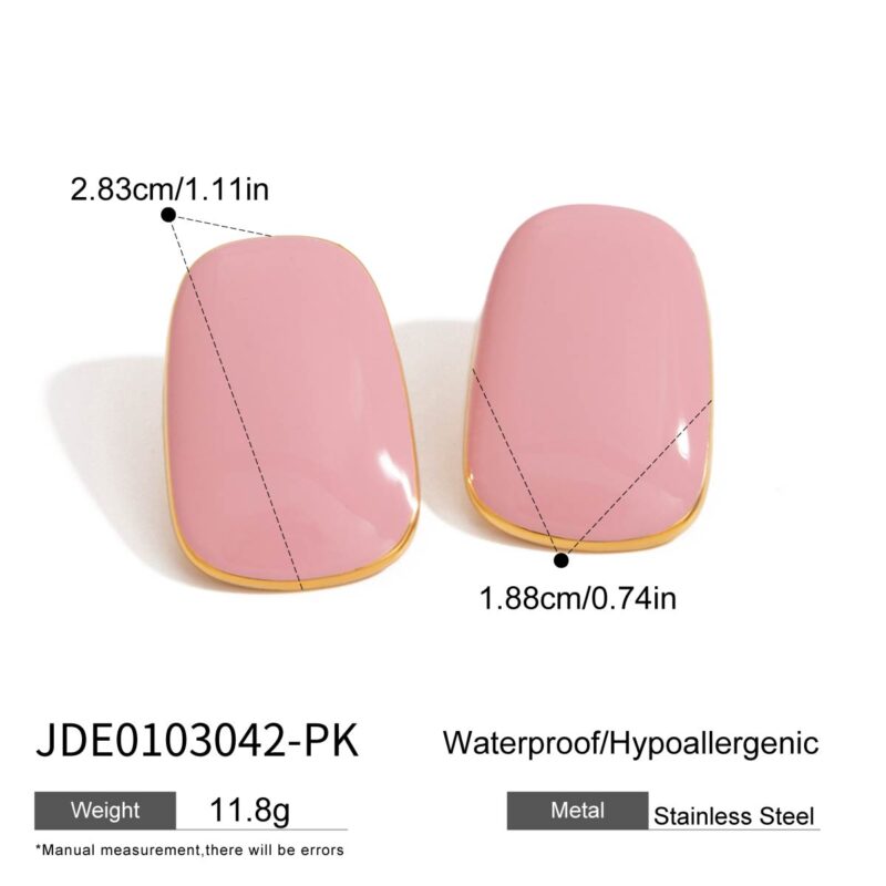 J&D Cute 18k Gold PVD Plated Stainless Steel Stud Earrings Romantic Enemeled Geometric Fashion Earring - Image 9