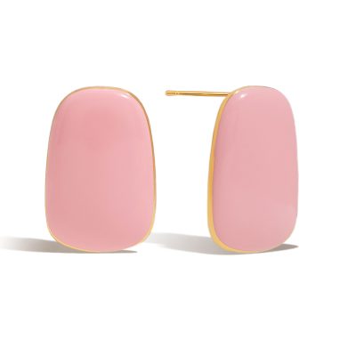 J&D Cute 18k Gold PVD Plated Stainless Steel Stud Earrings Romantic Enemeled Geometric Fashion Earring