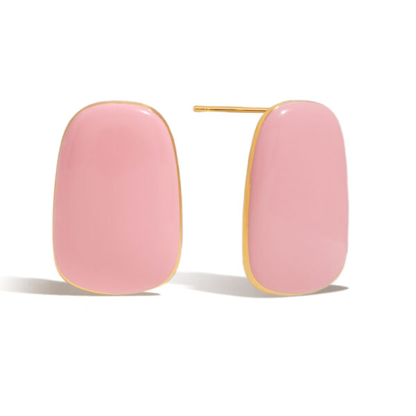 J&D Cute 18k Gold PVD Plated Stainless Steel Stud Earrings Romantic Enemeled Geometric Fashion Earring