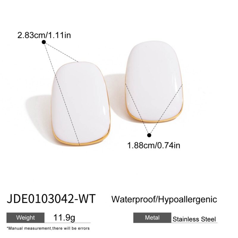 J&D Cute 18k Gold PVD Plated Stainless Steel Stud Earrings Romantic Enemeled Geometric Fashion Earring - Image 10