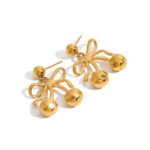 18k PVD gold stainless steel/bow cherry pendant earrings earrings