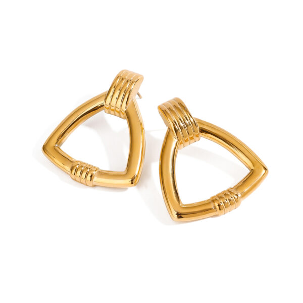 Retro fashion 18k gold stainless steel rib geometric earrings earrings