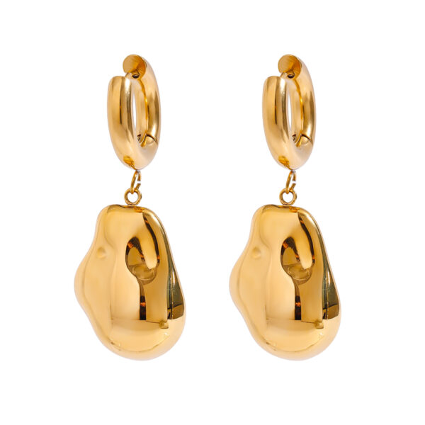 J&D Modern Minimalist 18K Gold Stainless Steel Two Tone Simple Special-shaped Steel Bead Pendant Earrings