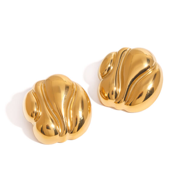 Minimalist /18K gold stainless steel/chubby irregular grain earrings