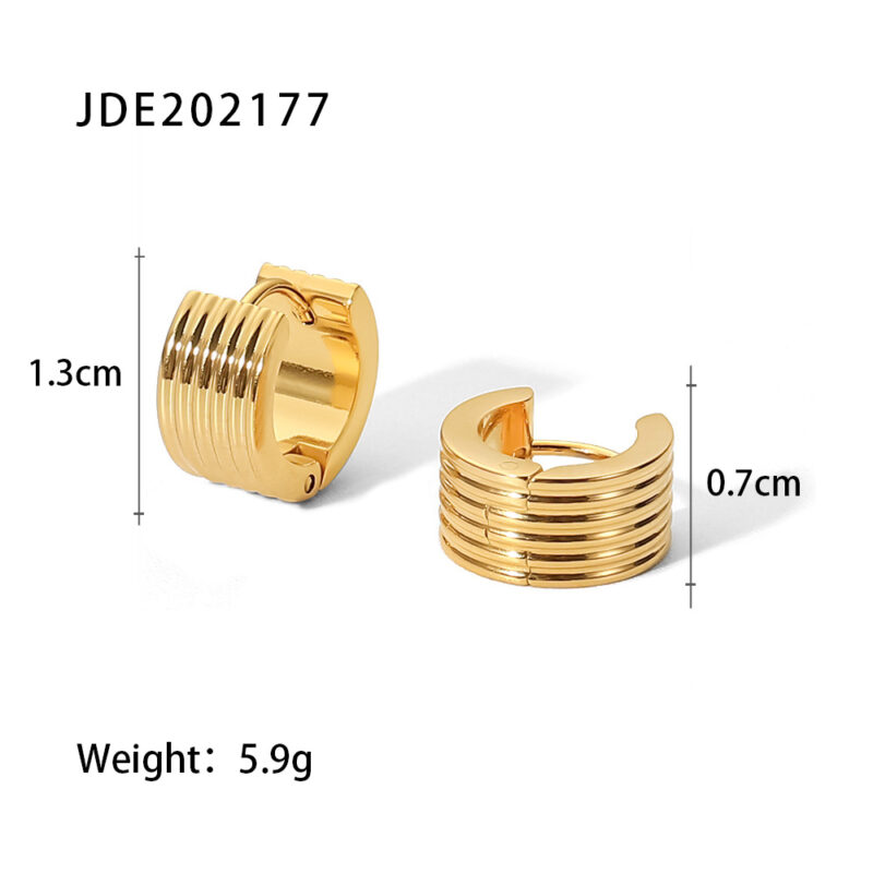 18K Gold Plated Stainless Steel Jewelry Gift Geometric Silver Color Square C Earrings for Women - Image 5