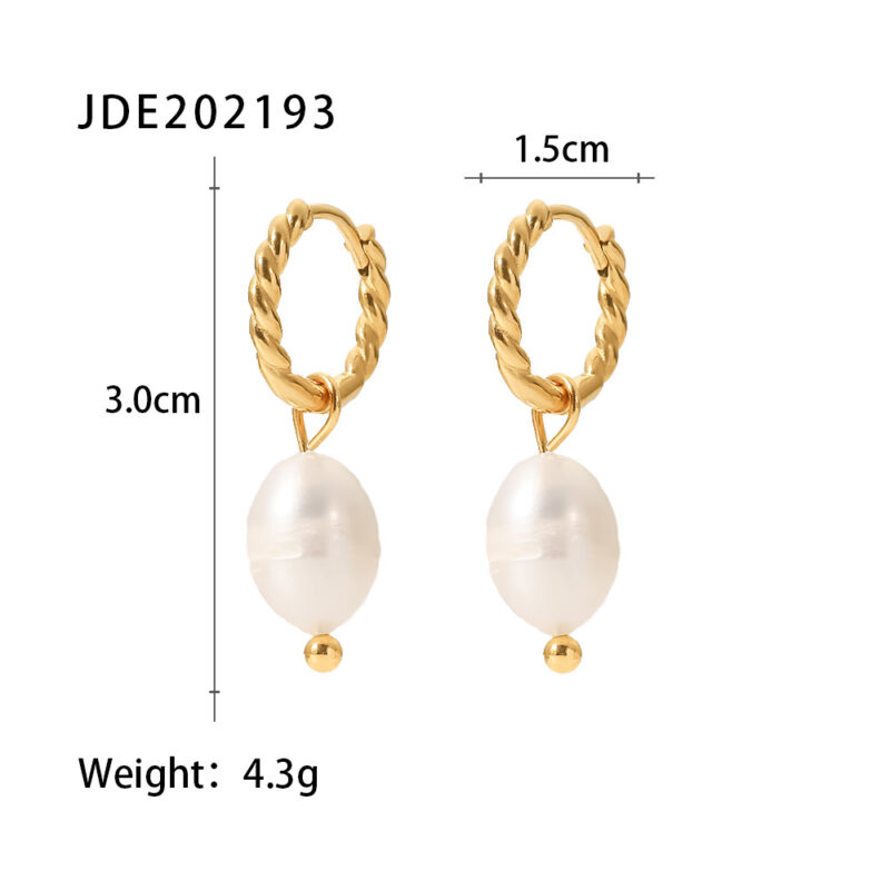 18K Gold Plated Stainless Steel Jewelry Gift Geometric Silver Color Square C Earrings for Women - Image 6