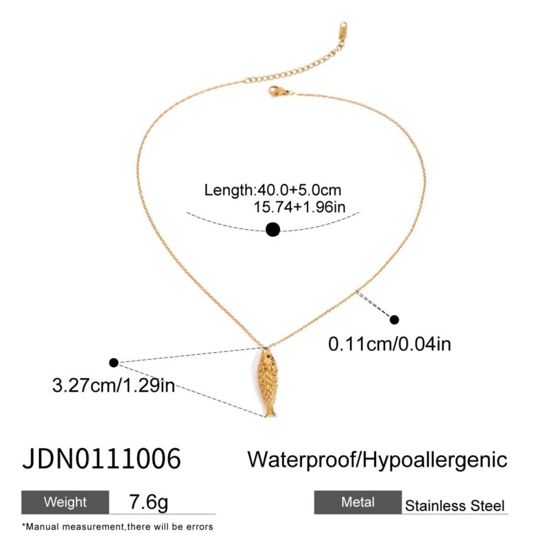 18k PVD gold stainless steel black diamond  pendant necklace - Image 4