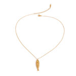 18k PVD gold stainless steel black diamond  pendant necklace