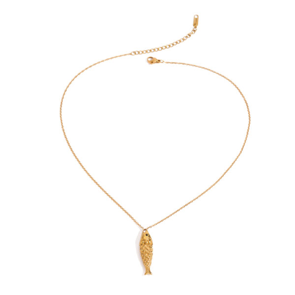 18k PVD gold stainless steel black diamond  pendant necklace
