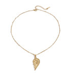 Ladies luxury retro 18K gold stainless steel white diamond diamond moon star half love clip bead chain necklace