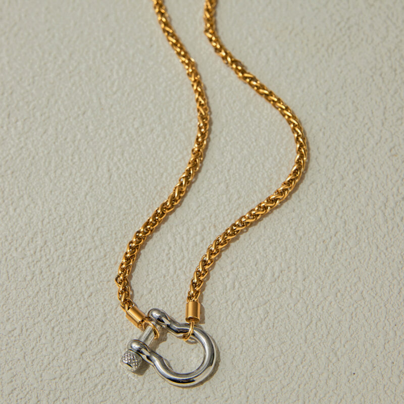 J&D 18K Stainless Steel Tarnish Free Hypoallergenic Classic Keel Chain Gold Chain Steel Buckle Necklace - Image 5