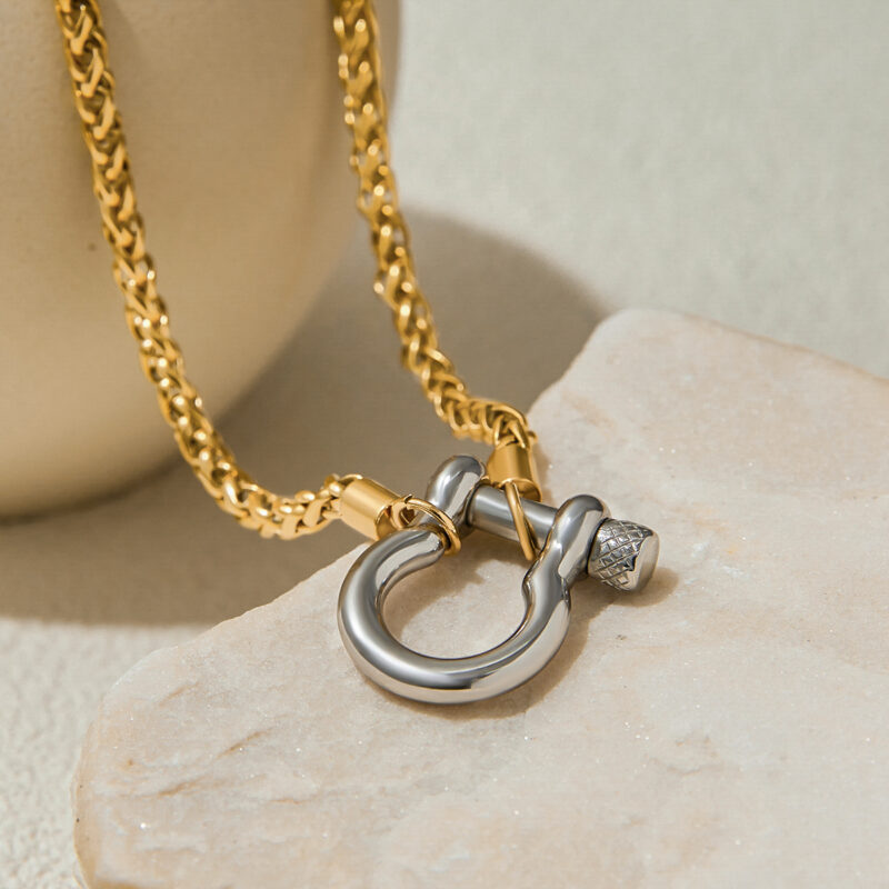 J&D 18K Stainless Steel Tarnish Free Hypoallergenic Classic Keel Chain Gold Chain Steel Buckle Necklace - Image 4