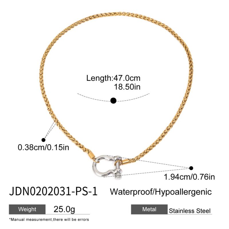 J&D 18K Stainless Steel Tarnish Free Hypoallergenic Classic Keel Chain Gold Chain Steel Buckle Necklace - Image 6