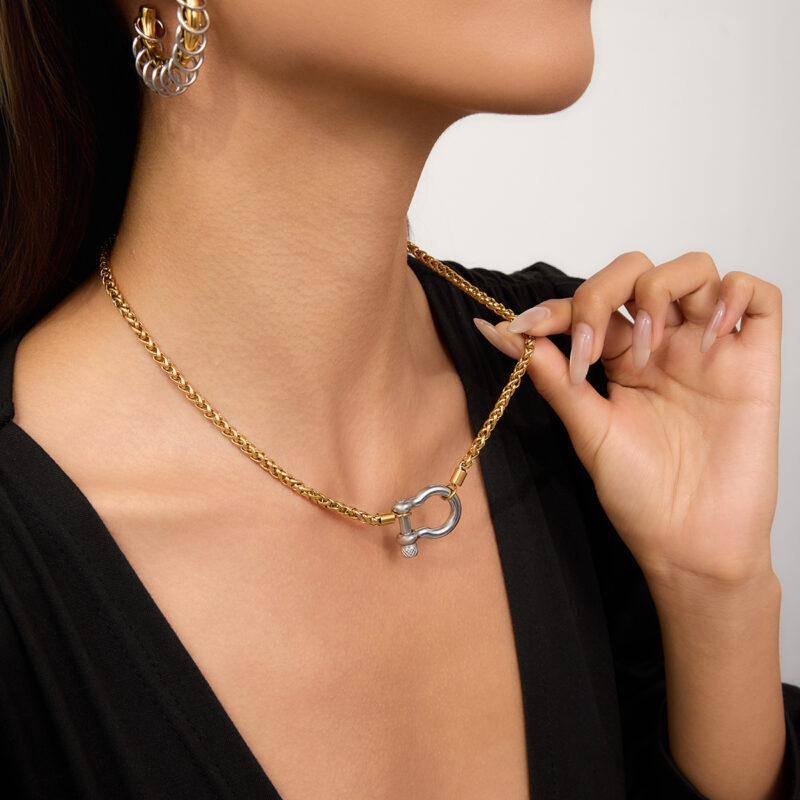J&D 18K Stainless Steel Tarnish Free Hypoallergenic Classic Keel Chain Gold Chain Steel Buckle Necklace - Image 2