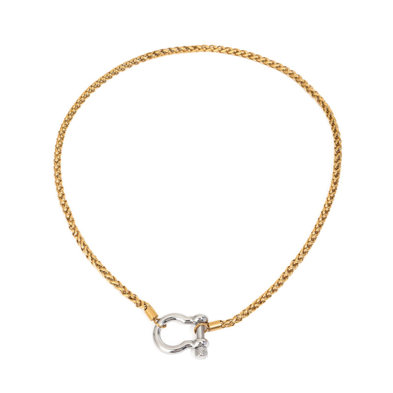 J&D 18K Stainless Steel Tarnish Free Hypoallergenic Classic Keel Chain Gold Chain Steel Buckle Necklace
