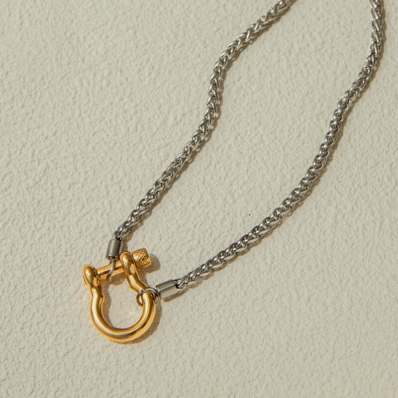 J&D 18K Stainless Steel Hypoallergenic Tarnish Free Classic Style Keel Chain Steel Chain Gold Buckle Necklace - Image 5