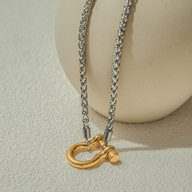 J&D 18K Stainless Steel Hypoallergenic Tarnish Free Classic Style Keel Chain Steel Chain Gold Buckle Necklace - Image 4