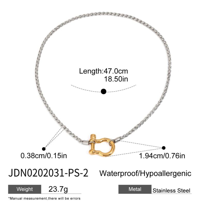 J&D 18K Stainless Steel Hypoallergenic Tarnish Free Classic Style Keel Chain Steel Chain Gold Buckle Necklace - Image 6