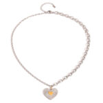 Street trend 18k gold stainless steel gold and silver matching love pendant necklace