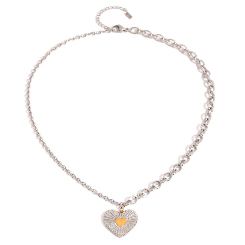 Street trend 18k gold stainless steel gold and silver matching love pendant necklace