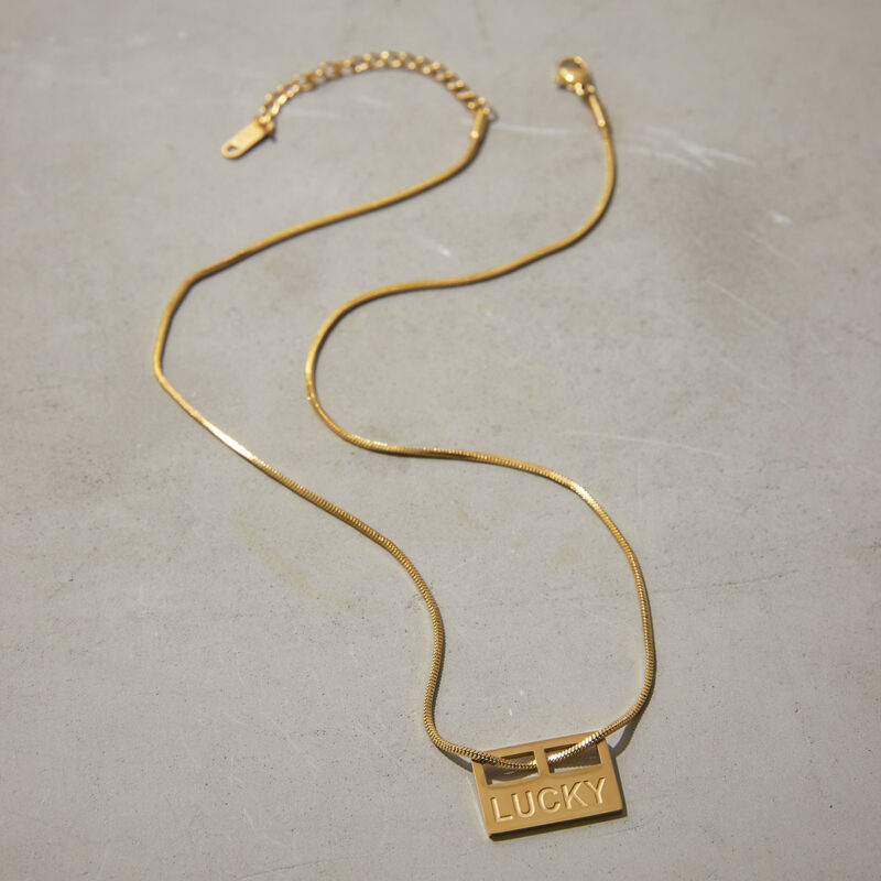 J&D Modern 18k Gold Stainless Steel Pendant Necklace Lucky Charm Envelop High Polished Fashion Jewelry - Image 3