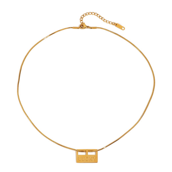 J&D Modern 18k Gold Stainless Steel Pendant Necklace Lucky Charm Envelop High Polished Fashion Jewelry