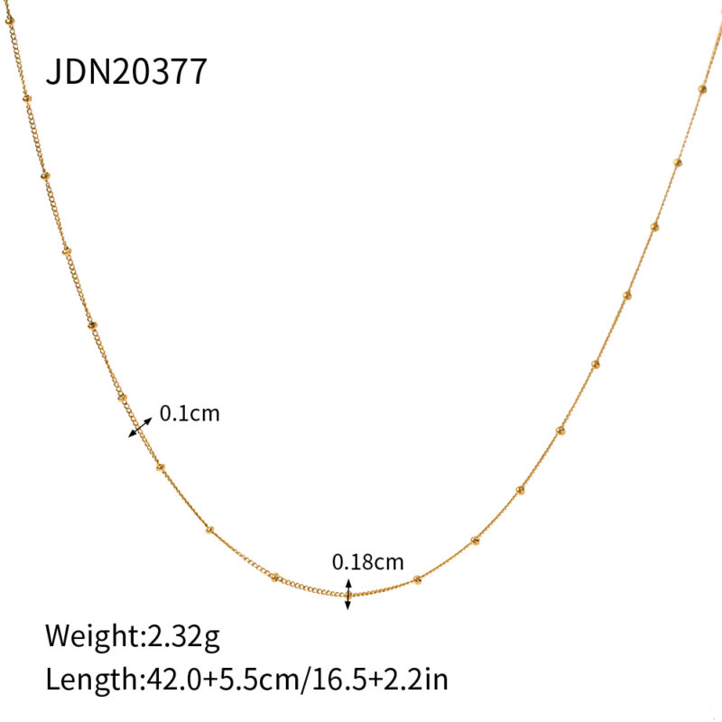 Dainty 18K Gold Plated Stainless Steel Thin Bead Chain Chokers Necklace Minimalist for Women - Image 6