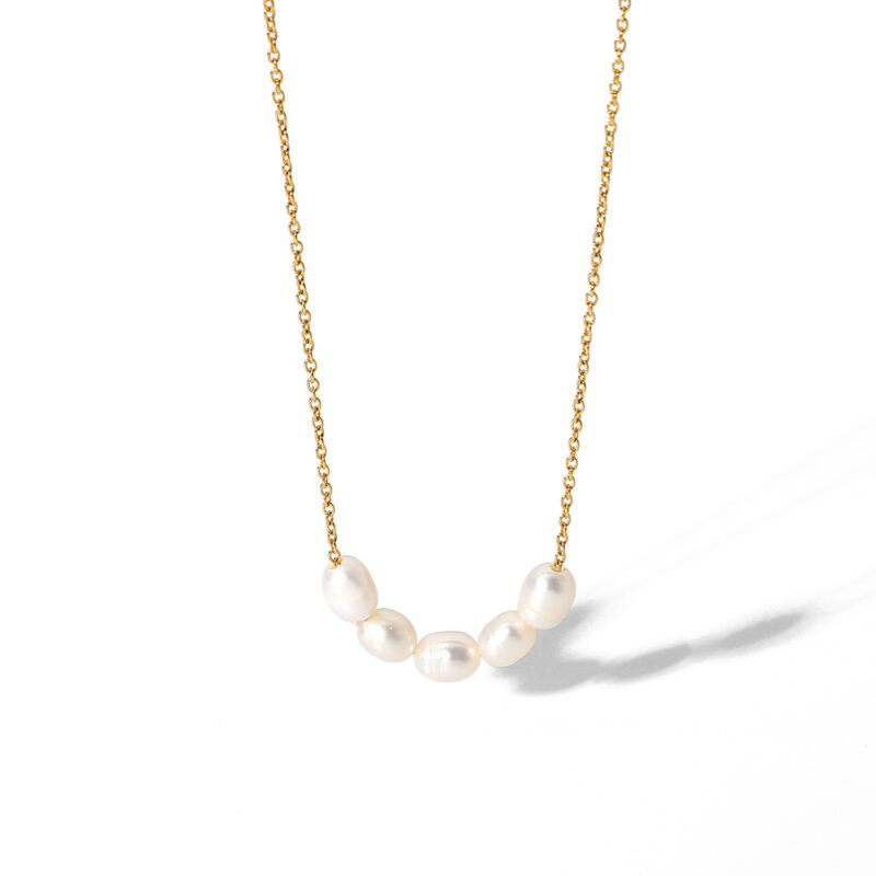 Dainty 18K Gold Plated Stainless Steel Clavicle Chain Natural Freshwater Pearl Choker for Gift