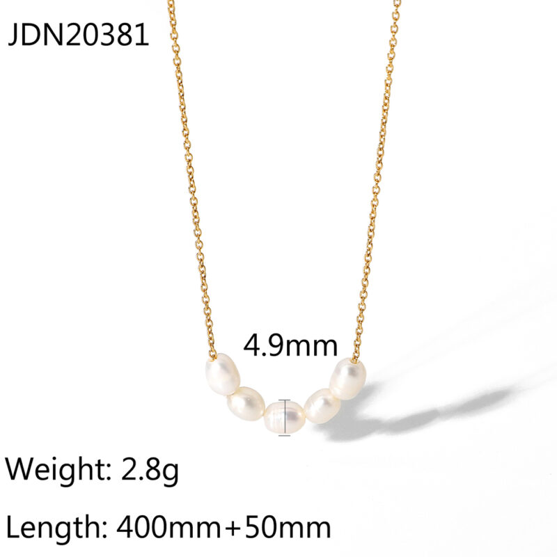 Dainty 18K Gold Plated Stainless Steel Clavicle Chain Natural Freshwater Pearl Choker for Gift - Image 6