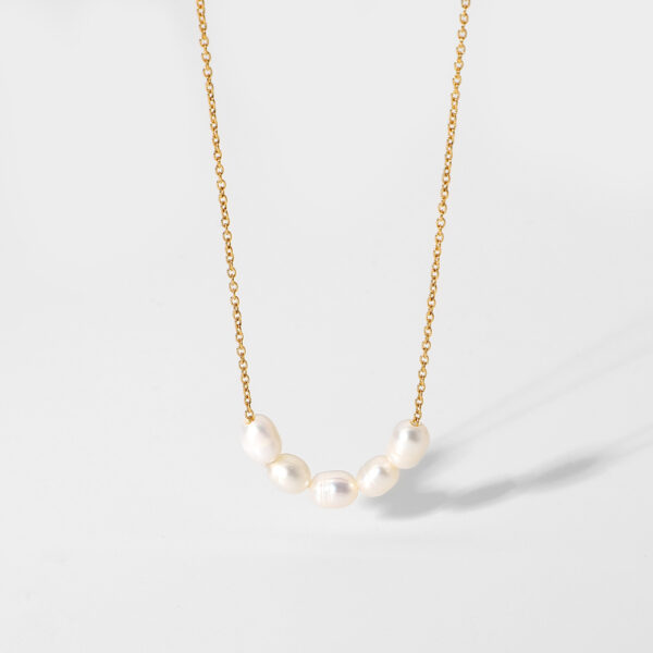 Dainty 18K Gold Plated Stainless Steel Clavicle Chain Natural Freshwater Pearl Choker for Gift - Image 6