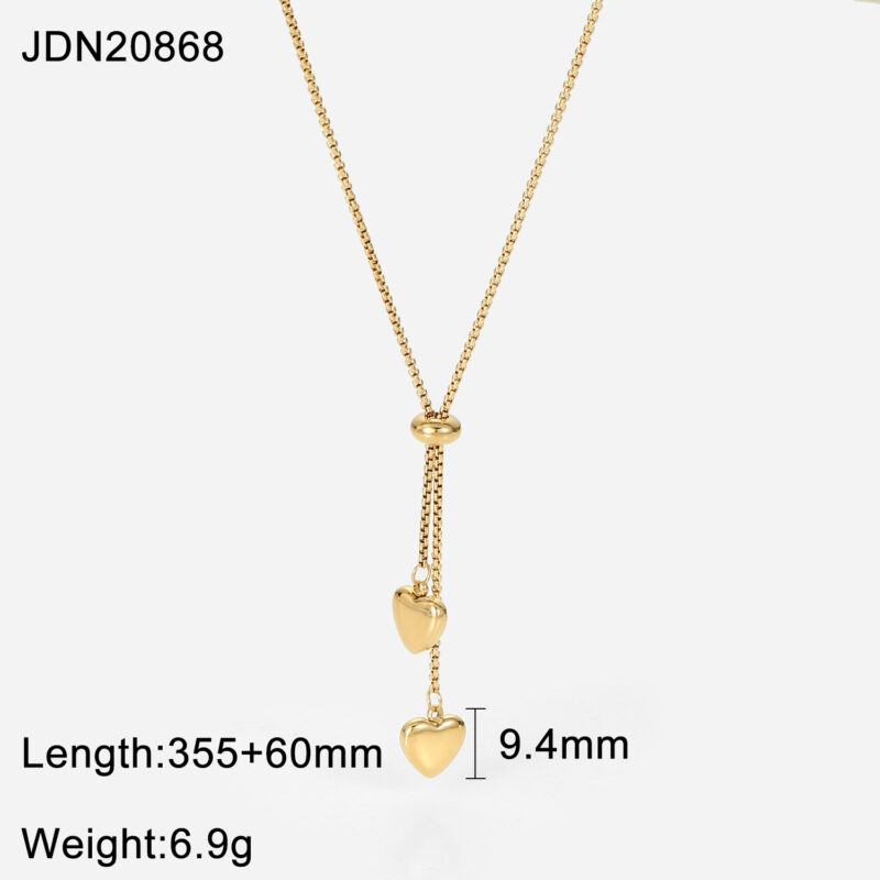 Cheap Y-shaped Stainless Steel Jewelry Party Gift Soft 14K Gold Rope Chain Love Heart Pendant Necklace Girls - Image 6