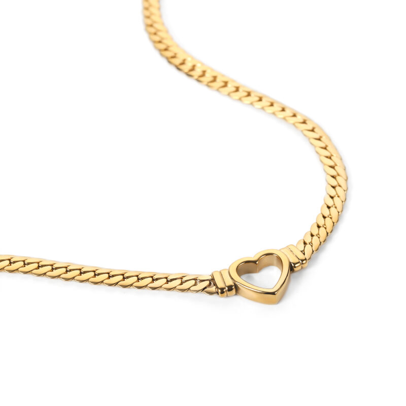 New Trend Stainless Steel Cuban Chain Hollow Heart Necklace Wedding Love Heart Pendant Necklace