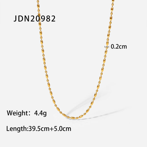 Geometric Round Bead Chain Choker Wedding Stainless Steel Oval Round Bead Chain Necklace - Image 6