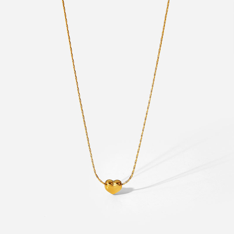 New Arrival 18K PVD Gold Plated Heart Pendant Choker Jewelry Party Stainless Steel Simple Smooth Heart Necklace for Girls