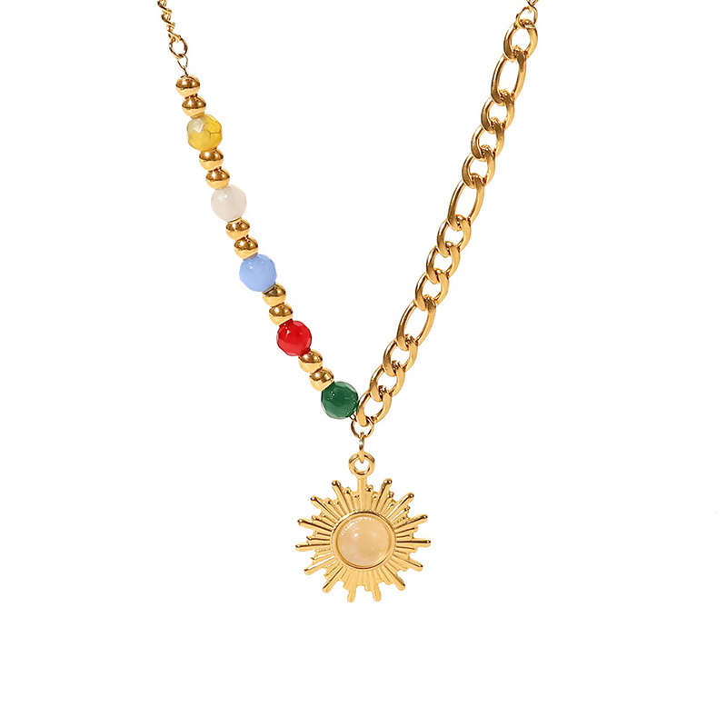 New trend natural stone Necklace Fashion Gold Color Stainless steel ball pendant Necklace party anniversary Jewelry gift 2022