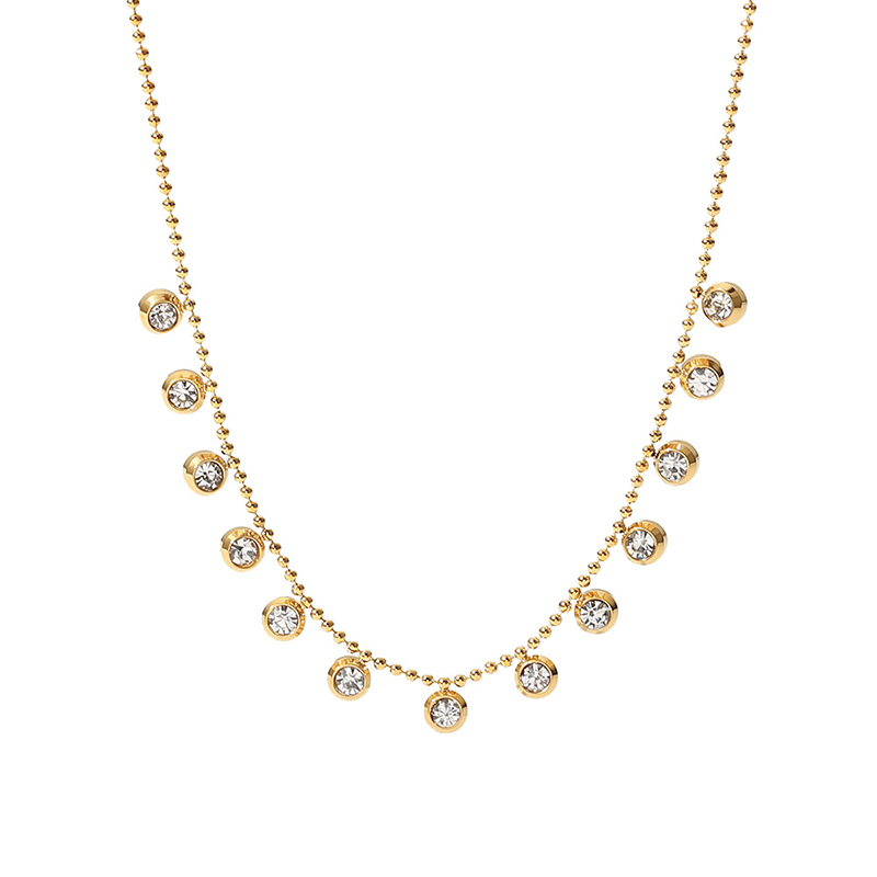 Youthway Stainless Steel Chain Neckalce Fashion 18 K Metal Texture Double Layered Trendy Jewelry fringe necklace french style