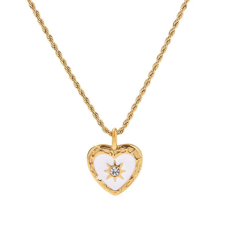 Metal Texture Stainless Steel Pearl Cubic Zirconia Pendant Necklace PVD Gold Plated Waterproof Jewelry For Women 2022 NEW