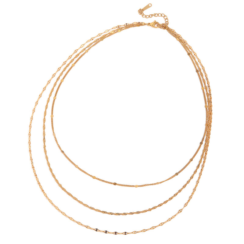 Youthway 18K Gold Color Stainless Steel Three Layer Necklace Jewelry Women Gold Color Pvd Plated Elegant Gala New