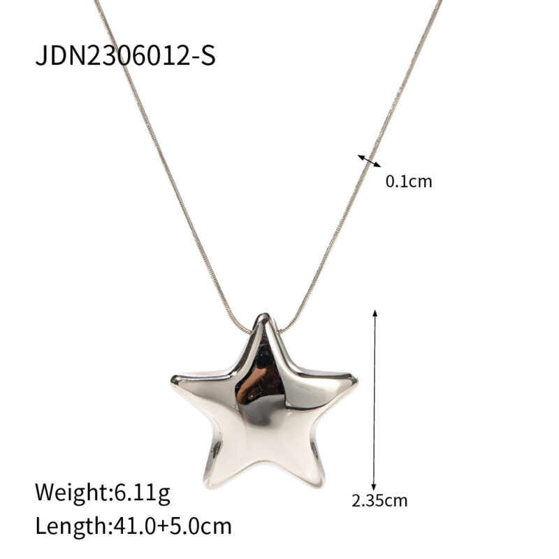J&D Waterproof Non Tarnish 18K Gold Plated Stainless Steel Women Star Shape Hollow Pendant Necklace - Image 6