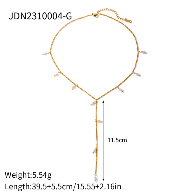 Youthway Exquisite Freshwater Pearl Tassel Pendant Necklace for Women Stainless Steel Elegant Jewelry Party Gift - Image 6