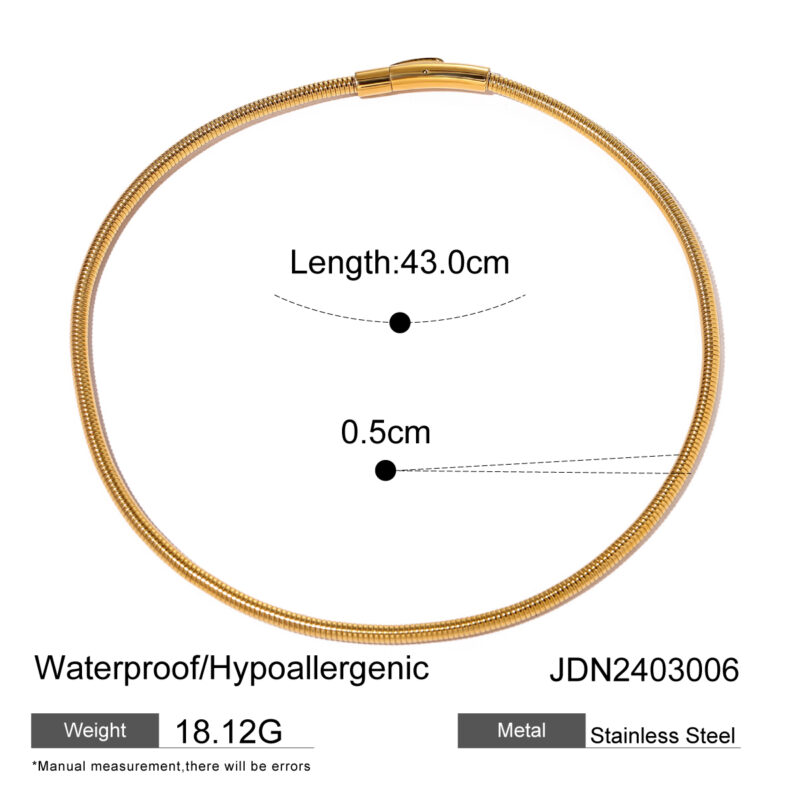 Youthway Stainless Steel Chain Necklace High Quality 18 K PVD Plated Golden Collar for Women Waterproof Trendy Jewelry Gift - Image 5