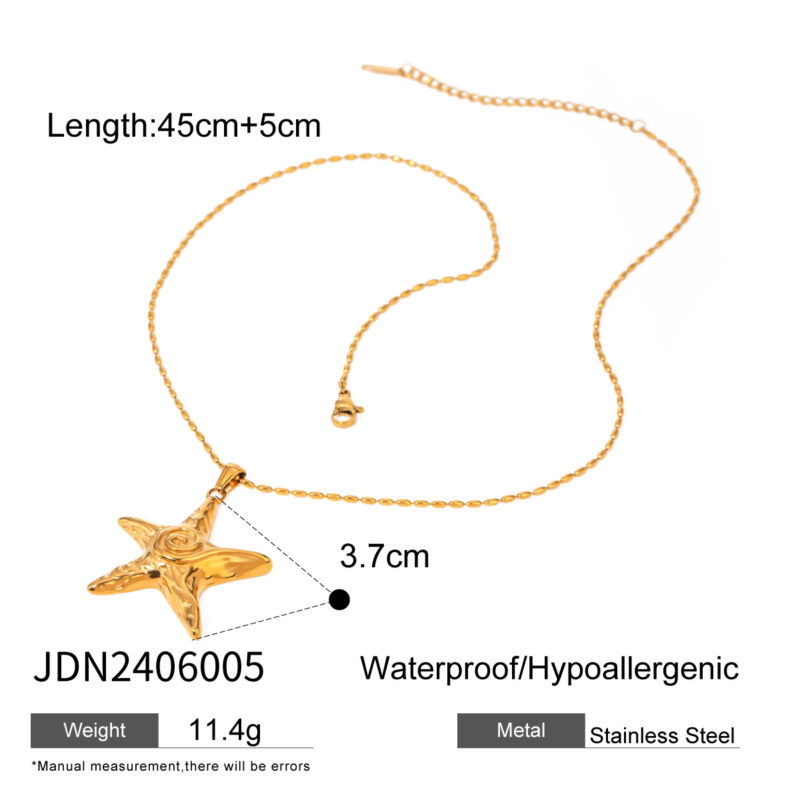 Youthway Summer Holiday Accessories Stainless Steel Geometric Textured Starfish Pendant Necklace Waterproof Women Jewelry Gift - Image 6