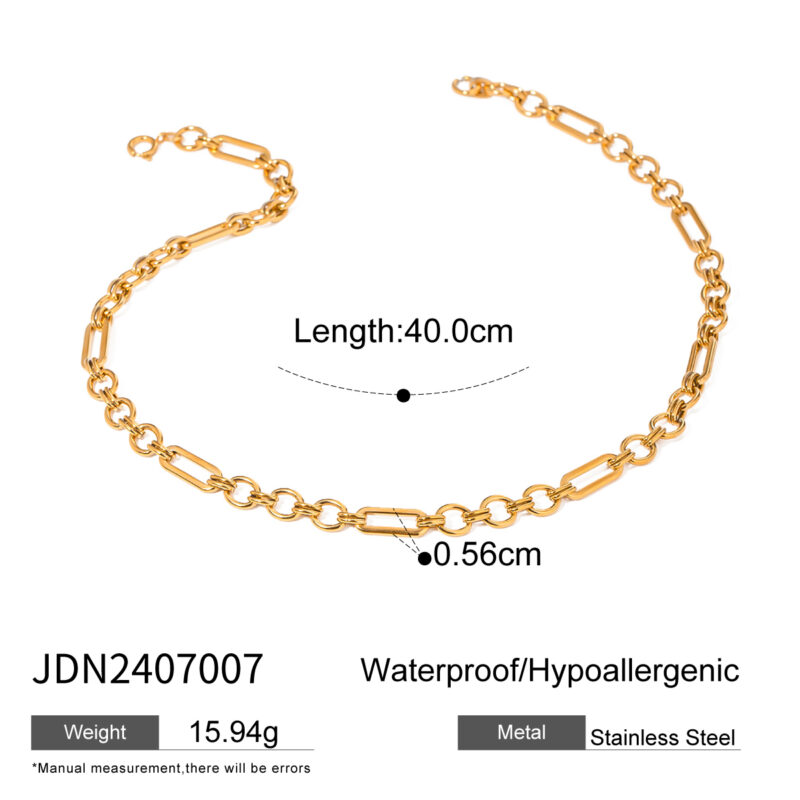 J&D 18k Gold Stainless Steel Handmade Chain Necklace 40cm Fashion Jewelry - Image 6