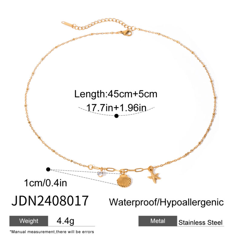 Youthway Summer Style Gold Plated Stainless Steel Shell While Zircon Star Natural Stone Charms Necklace Women Jewelry Holiday - Image 5